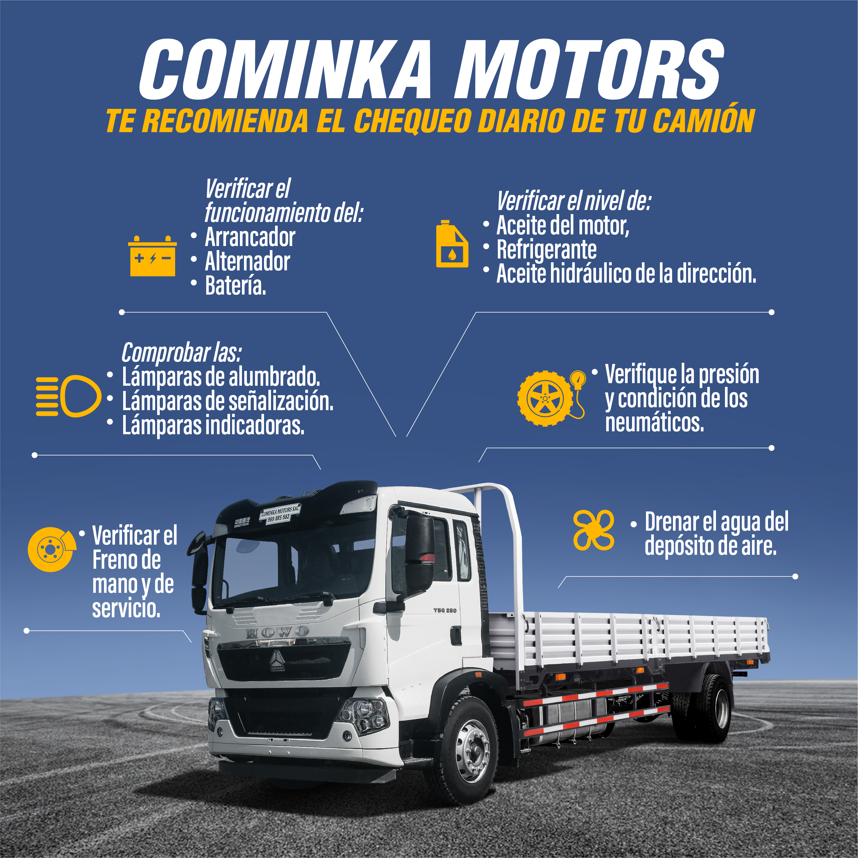 Inspección y revisión diaria de camiones. 